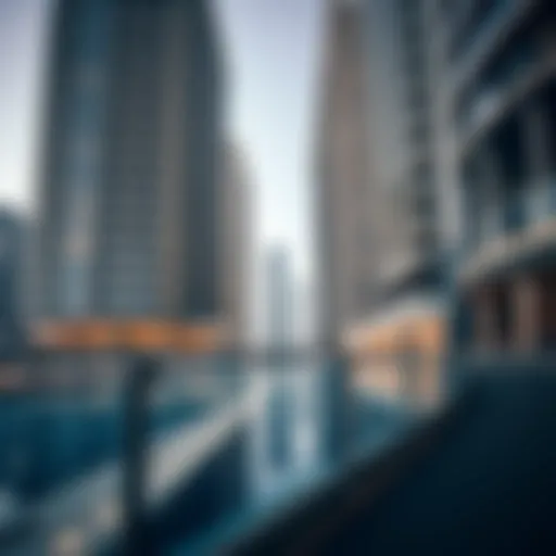 A stunning view of Bay Central's architectural design reflecting modern luxury in Dubai Marina