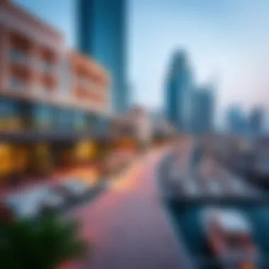 Vibrant Lifestyle at Bay Central A panoramic view showcasing the vibrant lifestyle around Bay Central in Dubai Marina
