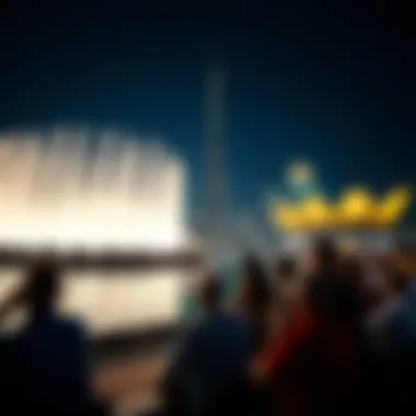 Audience enjoying the Burj Khalifa fountain performance