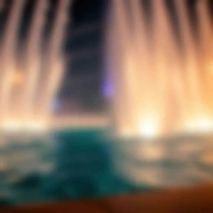 Close-up of water jets during a fountain performance