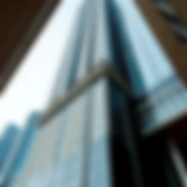 Close-up of the architectural details of Business Bay Damac Tower