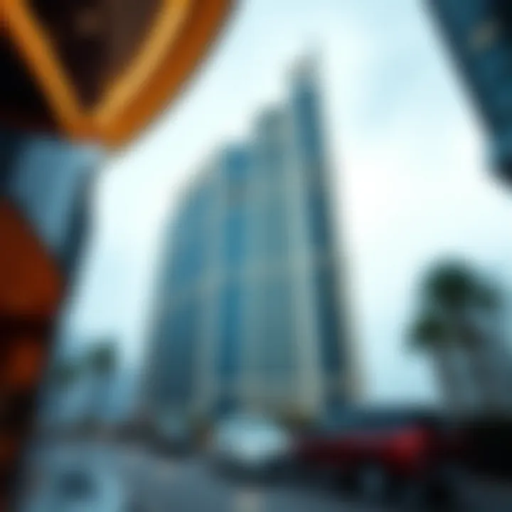 Architectural details of Al Habtoor Tower showcasing its modern design