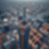 Aerial view of the Creek Tower construction site