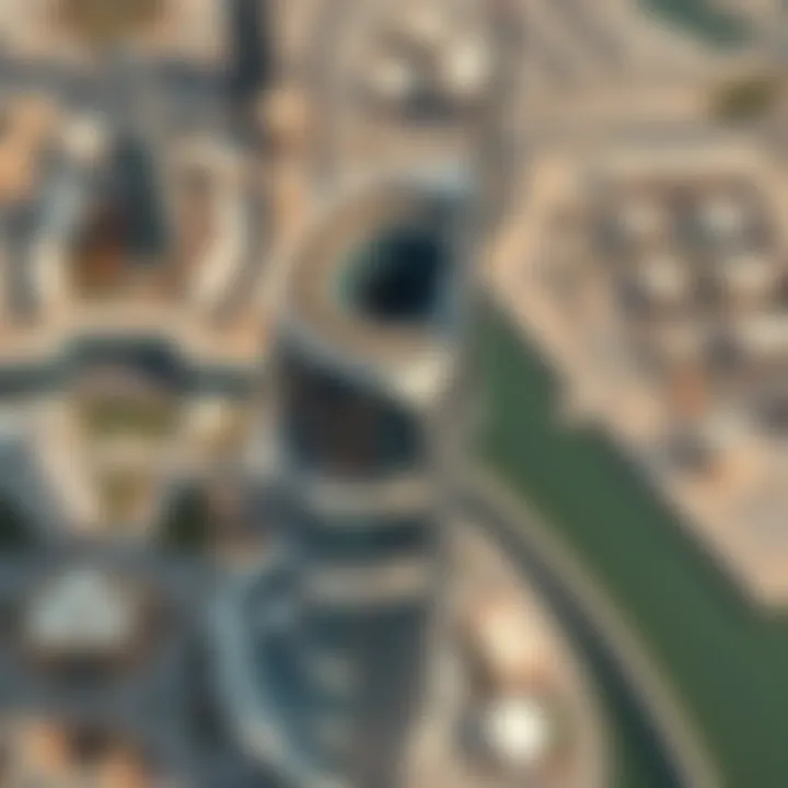 Aerial view of Creek Tower showcasing its height and design