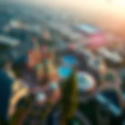Aerial view of Dubai Parks and Resorts showcasing multiple attractions