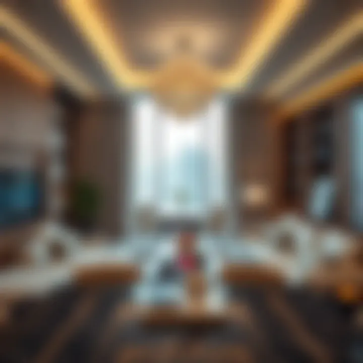 Interior of a luxurious apartment in a new Dubai tower