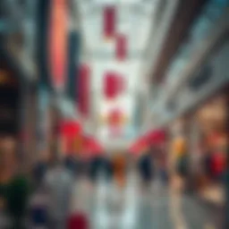 A vibrant shopping scene at an affordable Dubai mall showcasing diverse retail options