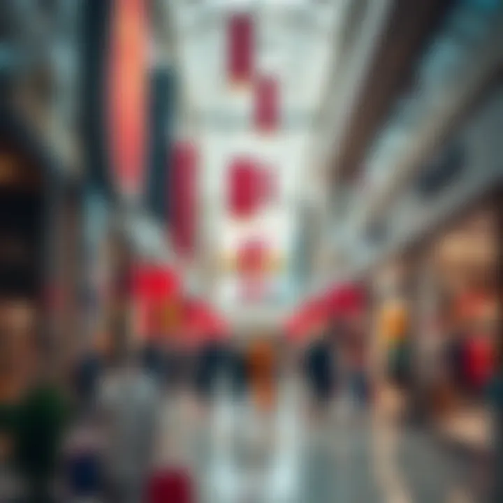 A vibrant shopping scene at an affordable Dubai mall showcasing diverse retail options