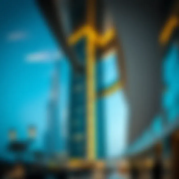 Architectural details showcasing the modern design of Al Meraikhi Tower