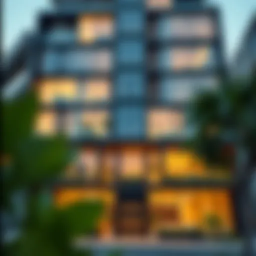 Exterior view showcasing the Atrium Building's modern design