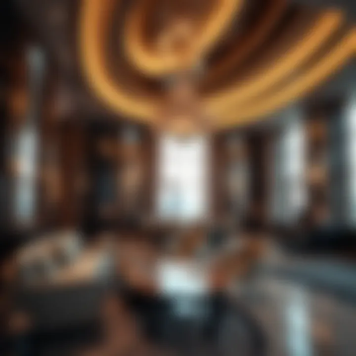 Interior design elements of برج الدار highlighting luxury features