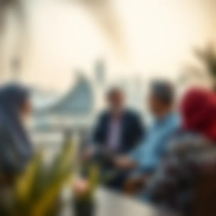 Investors discussing property opportunities outdoors with scenic background