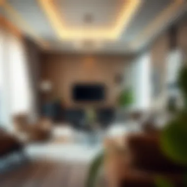 Modern living room in an Al Nahda flat showcasing contemporary design.