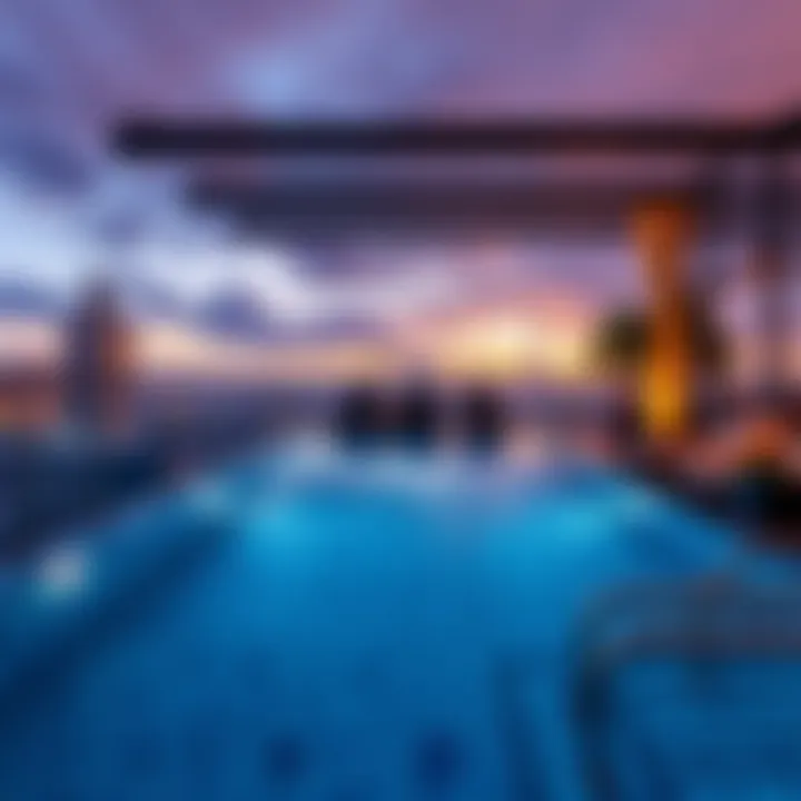 Rooftop Pool with Cityscape in Tourist Club Area Rooftop pool offering stunning city views