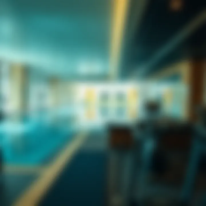 Recreational facilities including pool and fitness center at Julphar Hotel