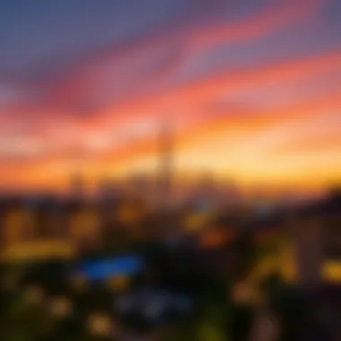 Stunning view of Jumeirah Hills skyline at sunset