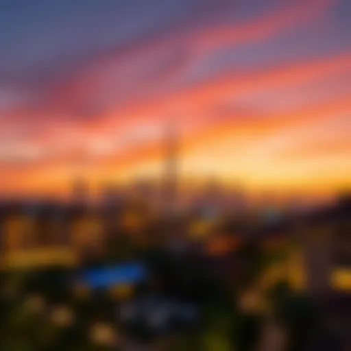 Stunning view of Jumeirah Hills skyline at sunset