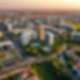 Stunning Landscape of Jumeirah Village Circle Panoramic view of JVC Dubai showcasing modern architecture and greenery