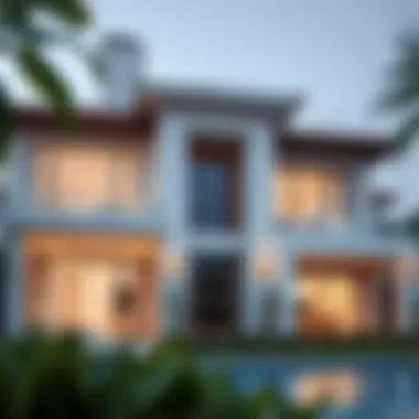 Elegant facade of a luxurious villa showcasing modern architectural design