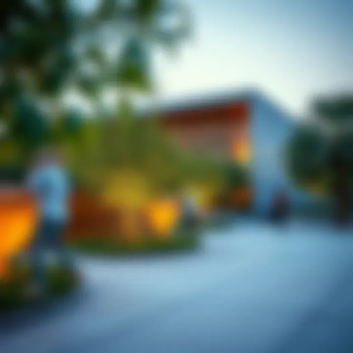 Modern architectural design elements of the park