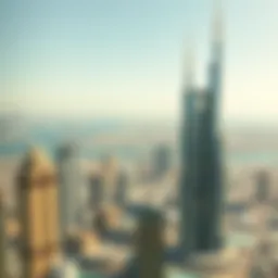 Stunning view of Rawan Tower against the Dubai skyline