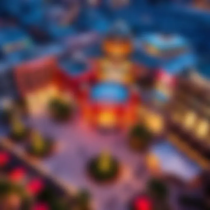 Aerial view of Town Square, emphasizing its vibrant atmosphere