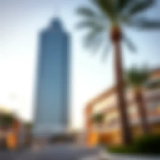 Exterior view of Sharjah Tower Al Nahda showcasing its modern design