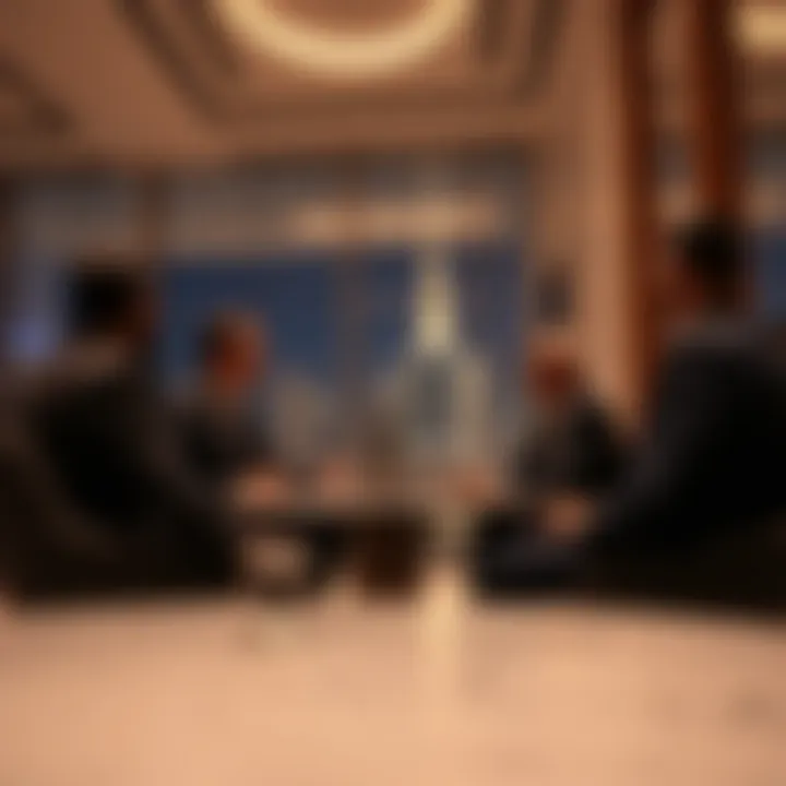 Investors discussing potential investment opportunities at Al Garhoud Star Building