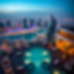 A stunning aerial view of a sky pool in Dubai, showcasing its architectural elegance against the city skyline.