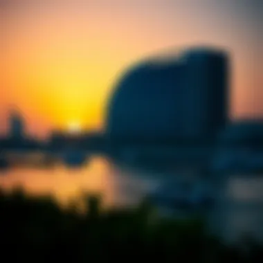 Beautiful Sunset Over the Corniche Waterfront Beautiful sunset over the waterfront of the Corniche Area