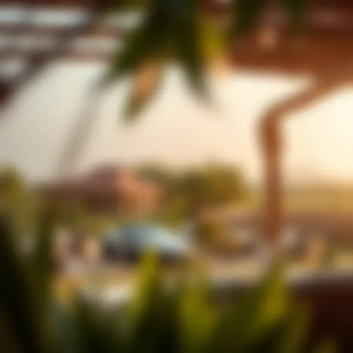 Scenic Views from Dubai Farmhouses Scenic view of a Dubai farmhouse surrounded by lush greenery