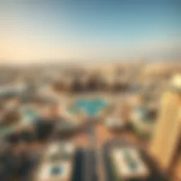 Aerial view of the Dubai Land Complex showcasing its diverse architecture and layout.