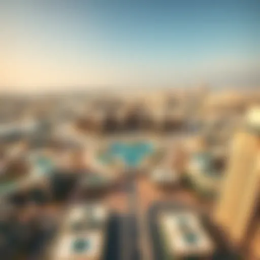 Aerial View of Dubai Land Complex Aerial view of the Dubai Land Complex showcasing its diverse architecture and layout.