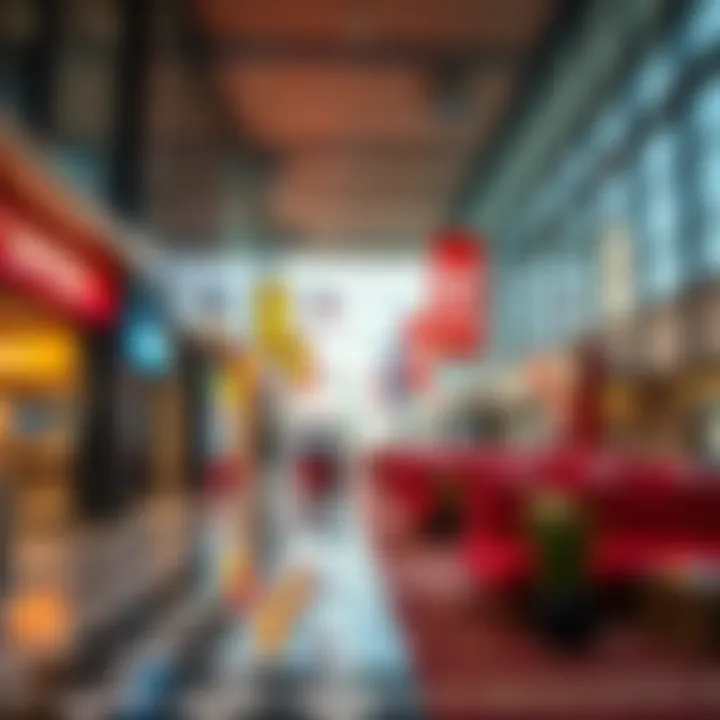 Vibrant commercial spaces in the Dubai Land Complex demonstrating the economic activity in the area.