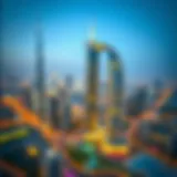 Stunning aerial view of the MBK Tower against Dubai's skyline