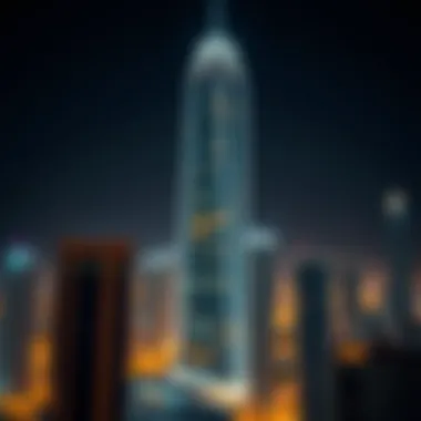 Night view of MBK Tower illuminated against the city lights