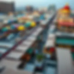 Aerial view of the Mina market showcasing bustling activity