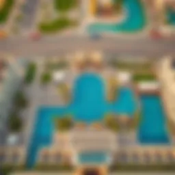 Aerial view of Mohammed Bin Zayed City pool showcasing its elegant design and surroundings