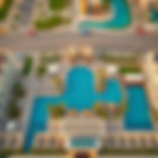 Aerial View of Mohammed Bin Zayed City Pool Aerial view of Mohammed Bin Zayed City pool showcasing its elegant design and surroundings