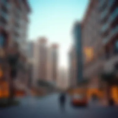 Residential buildings in Dubai International City emphasizing community living