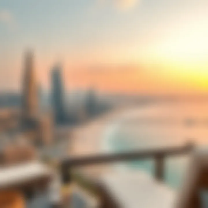 Panoramic view of JBR Beach with skyline