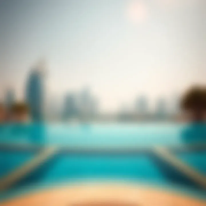 Infinity pool overlooking the Dubai skyline at a hotel