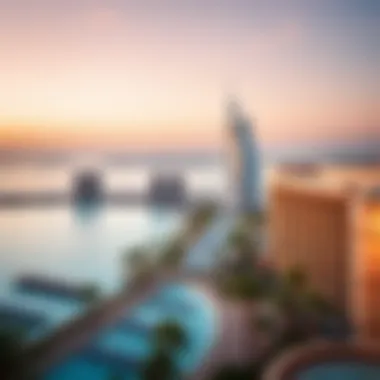 Panoramic view of Palm Jumeirah showcasing hotel resorts