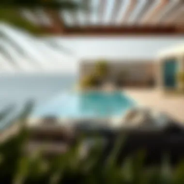 Relaxing outdoor lounge area beside a luxurious private pool