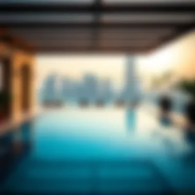 A stunning private pool with a view of the Dubai skyline