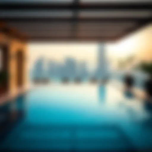 A stunning private pool with a view of the Dubai skyline