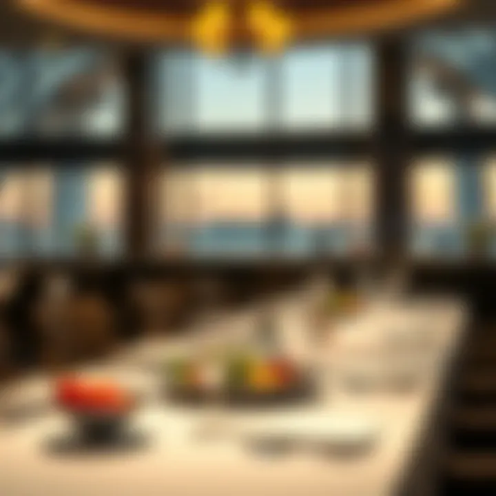 Elegant Table Setting in Marina Restaurants An elegant table setting at a high-end restaurant, highlighting the culinary artistry