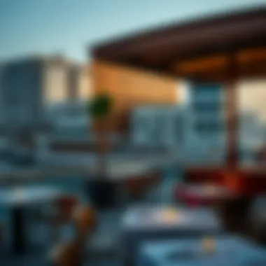 Panoramic View of Marina Dining A panoramic view of Marina waterfront dining establishments showcasing diverse architectural styles