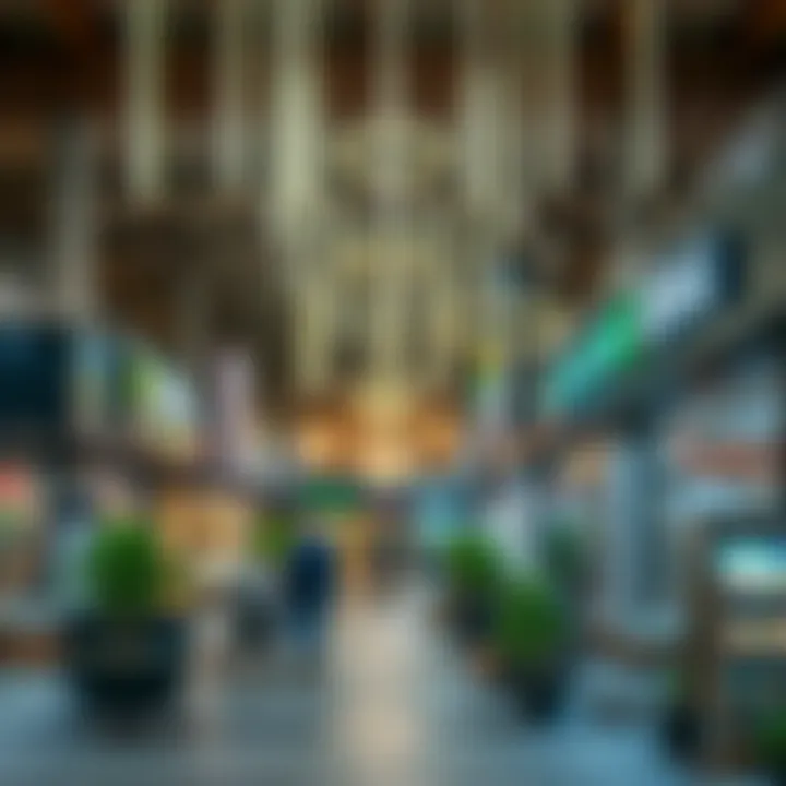 A bustling commercial area in Nahda 2 with shops and cafes