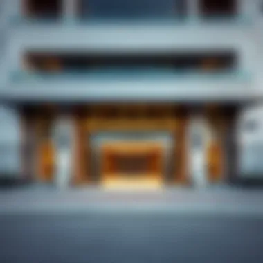 Exterior Detail of Nassima Tower Close-up of Nassima Tower's entrance and exterior design